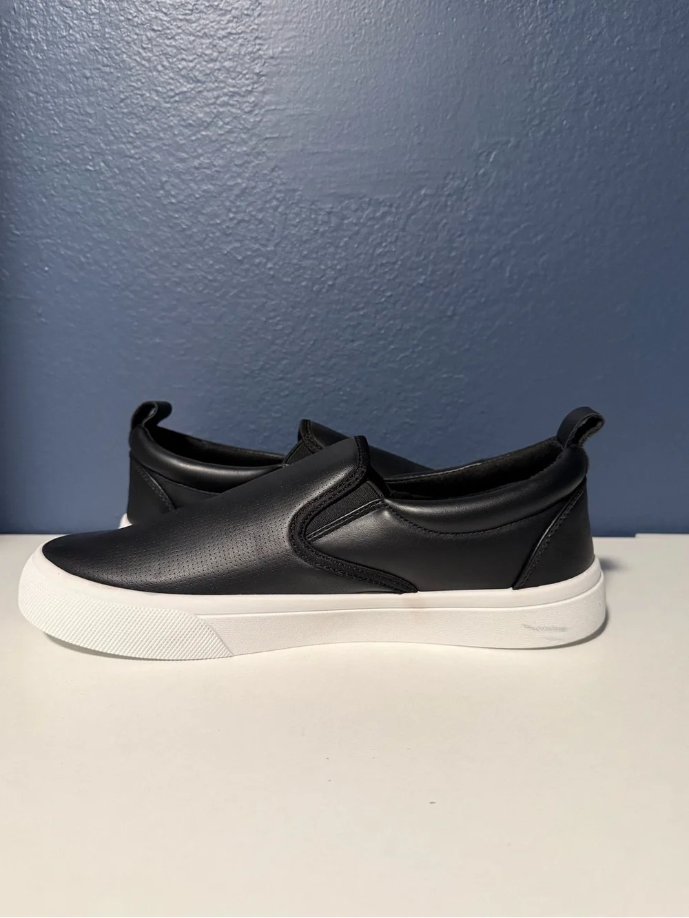 Maurices SuperCush Kate Black Perforated Faux Leather Slip On Sneakers Size 9